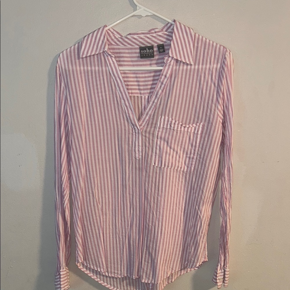 Soho Pink Casual Button Down Shirt